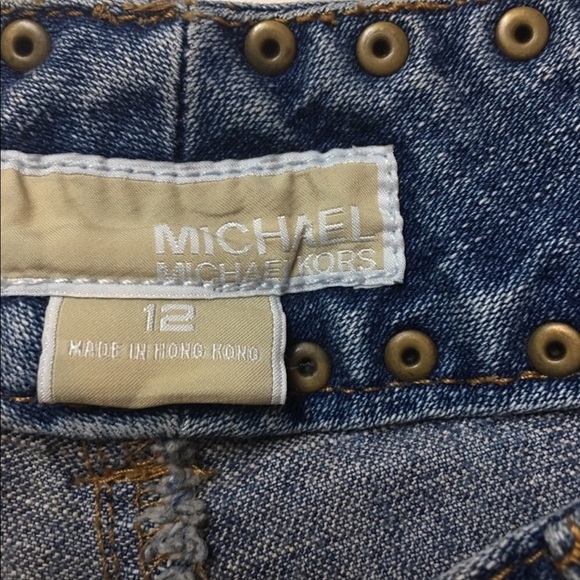 Micheal Kors  size 12 brass studded wide leg cropped with cuffed stretch - Picture 10 of 16